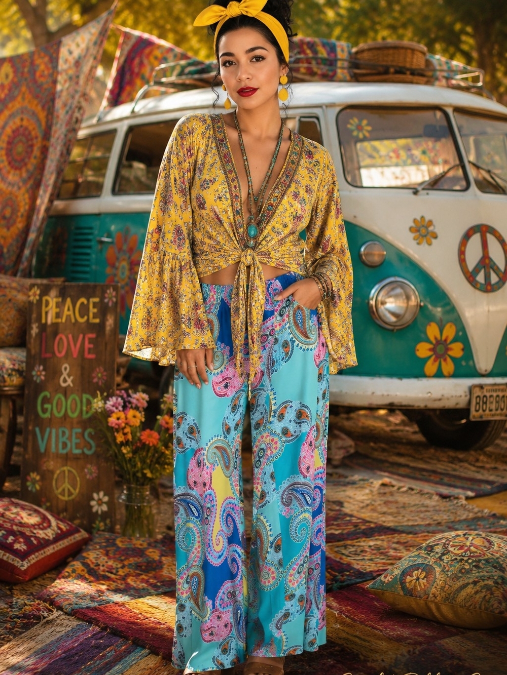 ​✨ Melissa Paige Paisley Stretch Wide-Leg Palazzo Pants